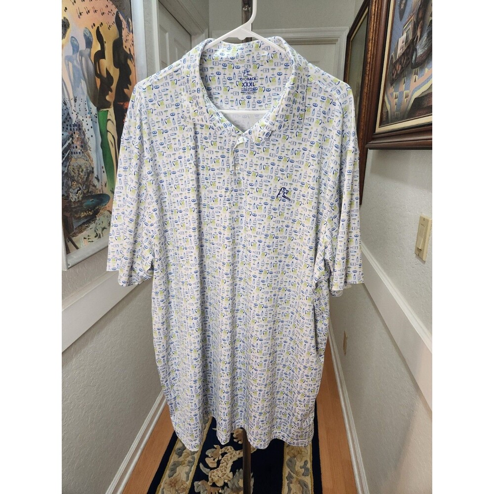 Men'sRhoback 3XL Performance Polo Short Sleeve Shirt XXXL Blue & Green Cocktails - Picture 2 of 14